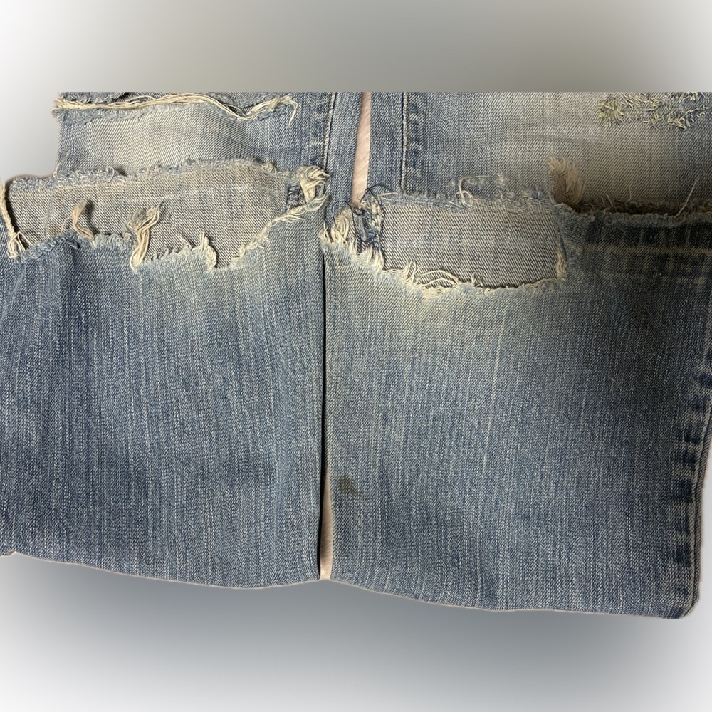 ABERCROMBIE & FITCH | Light Blue Distressed Flare Jeans | 0 | VINTAGE - Picture 9 of 10